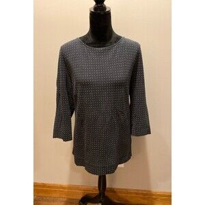 Chico’s Top Size “3” or XL Navy w/Dots Stretchy Casual Comfortable Blouse
